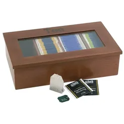 APS Teebox mit 4 Kammern rot-braun mehrfarbig, 33.5x9x20 cm
