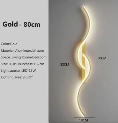 Uplift Picks Modern Linear LED Wall Light Minimalist Wall Sconce gold (80 Cm) warm White