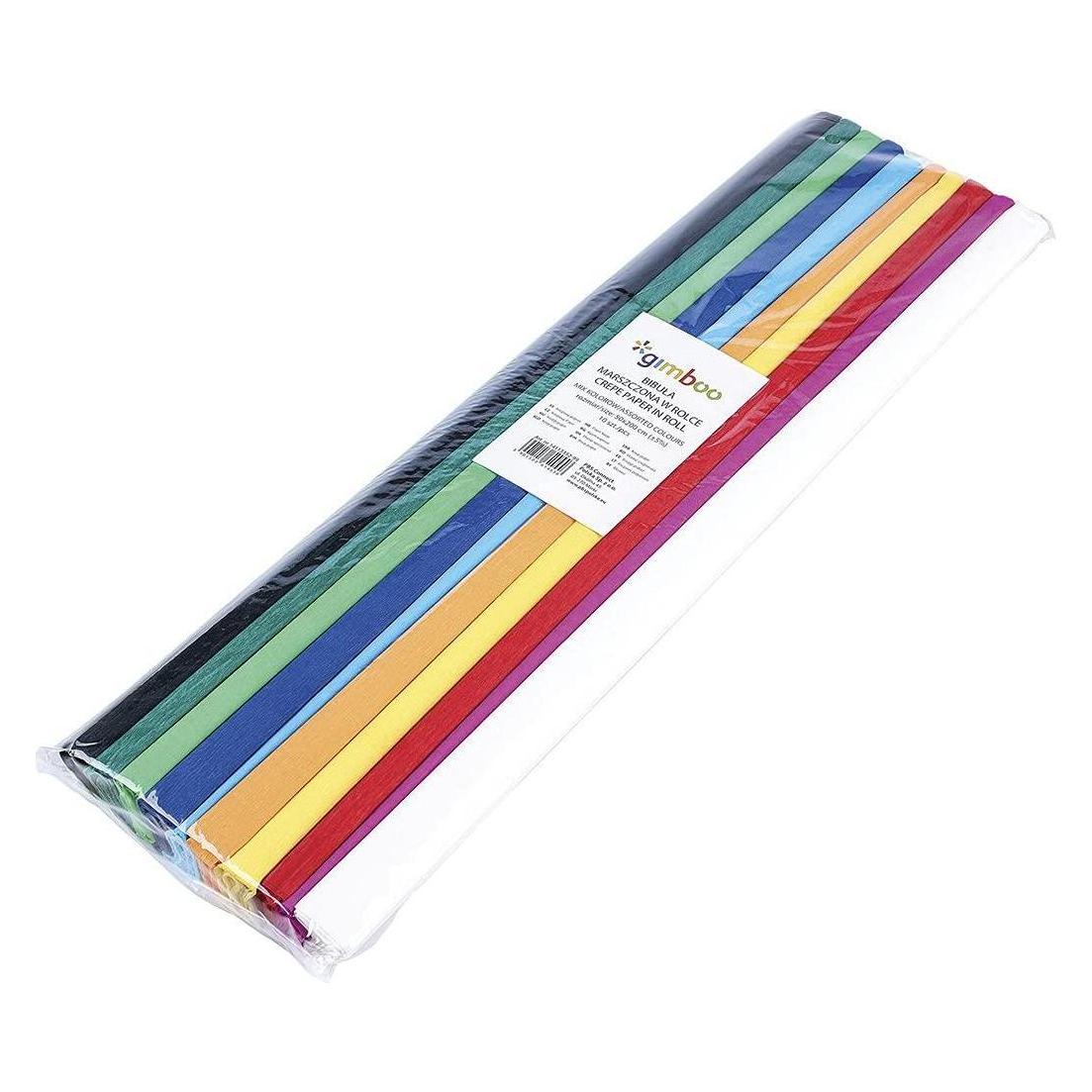 Gimboo Krepppapier, Rolle, 50x200cm, 10 Stück, Farbmix (27 g/m², 10x) (41925260)