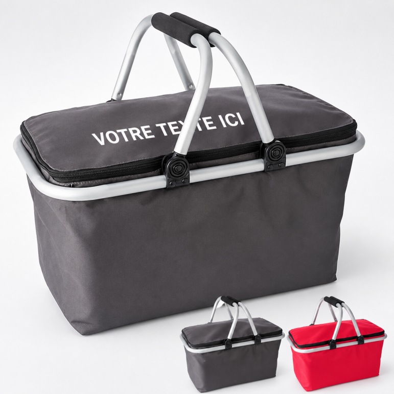 Sac isotherme pliable personnalisé en polyester Cassian aluminium plastique ABS gris