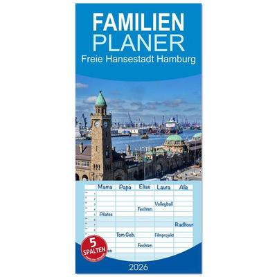 Familienplaner 2026 - Freie Hansestadt Hamburg mit 5 Spalten (Wandkalender, 21 x 45 cm) CALVENDO