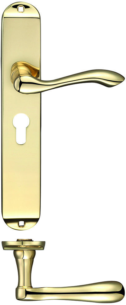 Fulton & Bray Arundel Lock Right Hand Door Handle Polished Brass 24.5cm H X 4.2cm W