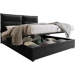 Polsterbett 140x200 cm mit hydraulischem Bettkasten und verstellbarem Kopfteil – modernes Design in Schwarz