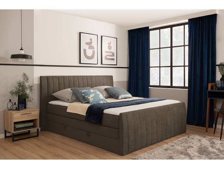 Boxspringbett Mandiba 180 x 200cm Microfaser Sole Braun