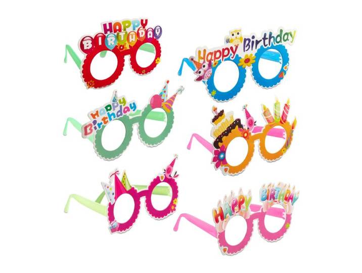 Relaxdays Lunettes de fête Happy Birthday Lot de 6