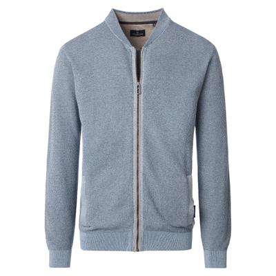 Strickjacke CASAMODA "CASAMODA Strickjacke uni", Herren, Gr. L, blau (himmelblau), 100% Baumwolle, Strickjacken Strickjacke