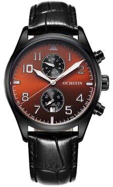 Everyday Crate Ochstin 5043G Mens Quartz Watch Waterproof Genuine Leather Business Wrist Watch black+black+coffee