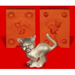 Zinn Giessform Katze mit Buckel Hexenkatze - Silikonform hitzebeständig - benötigt ca. 15g Reinzinn