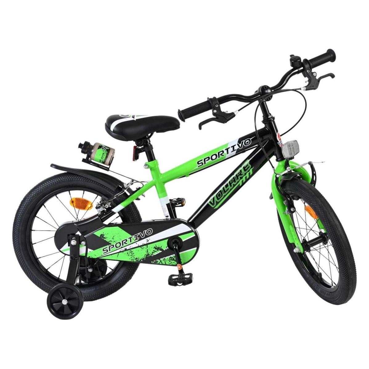 Volare Sportivo Kinderfahrrad - Jungen - 16 Zoll - Grün Schwarz - Zwei Handbremsen (16") (64343375)