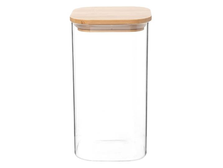 Gefäß, quadratisch aus Glas und Bambus H19
