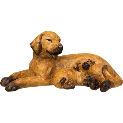 Dekofigur AMBIENTE HAUS "Hund mit Welpe", braun, Metall, Dekofiguren, liegend