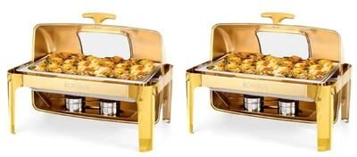 1/2 Set 9 QT Rectangular Deluxe Roll Top Chafing Dish
