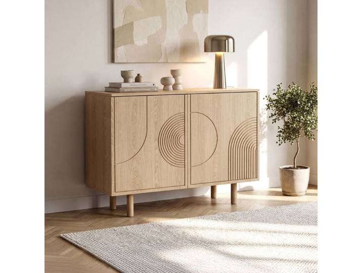 Buffet scandinave 100cm 2 portes bois clair SASKIA