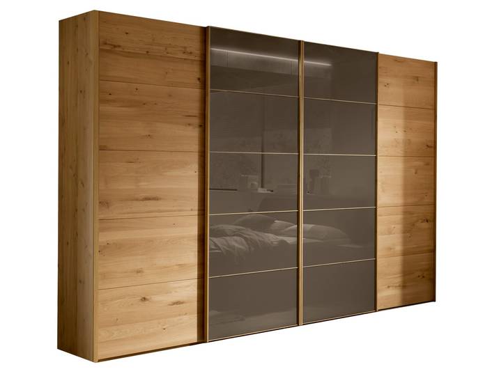 Linea Natura Schwebetürenschrank 4-türig CARDIFF, eiche, Teilmassiv