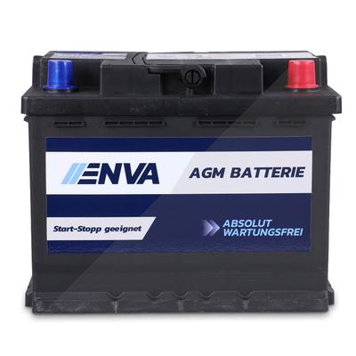 Enva AGM Autobatterie, Starterbatterie 12V 60Ah 640A Start-Stopp [Hersteller-Nr. RNU060AGM] für Citroën, Mitsubishi, Suzuki, VW, Porsche, Hyundai, Alf