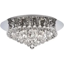 Decken Lampe Chrom Spiegel Leuchte Glas Kristall Kugeln Dimmbar Beleuchtung