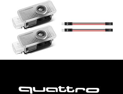 Of Wheels Deals LED Car Door Projector Lights, Welcome Lamps For Audi Sline, Premium Door Light Decoration 2pcs Quattro welcome Light