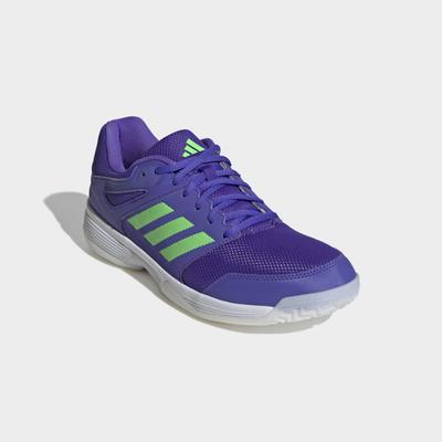 Hallenschuh ADIDAS PERFORMANCE "SPEEDCOURT", Herren, Gr. 46, lila (solar lila, screaming grün, ftwr weiß), Synthetik, Textil, Schuhe Hallenschuh, geeignet für jeden Hallensport