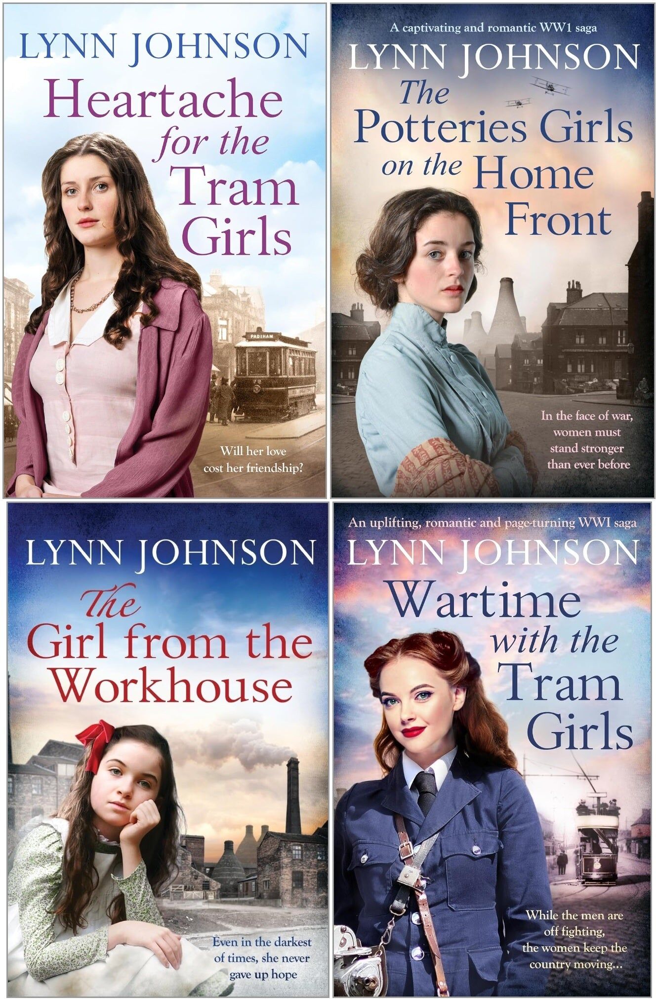 Hera Lynn Johnson 4 Books Collection Set (The Potteries Girls on the Home Front, The Girl from the Workhouse, Heartache for the Tram Girls, Wartime with th