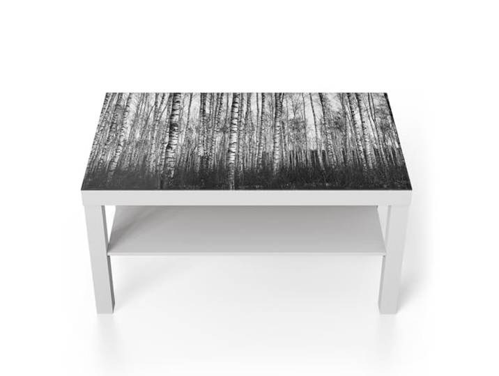 DEQORI Glastisch weiß groß 90x50 cm Motiv Schönheit des Waldes ausgefallener Beistelltisch aus Glas Hochglanz Couchtisch fürs Wohnzimmer moderner Couch Tisch mit Design