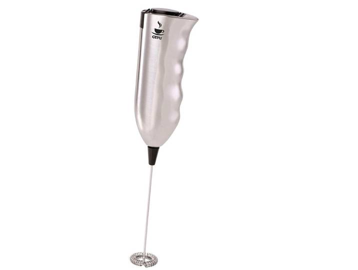 Milchaufschäumer GEFU MARCELLO , silber (silberfarben), B:4,6cm H:21,4cm T:2,8cm, Milchaufschäumer, Milchaufschäumer, leistungsstarker Motor, schnelle Schaumerzeugung