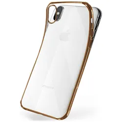 moex Chrome Case für iPhone XS – Handy Bumper mit Chrom Rand – Transparente Hülle