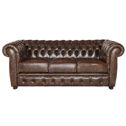 Dreisitzer-Sofa Chesterfield Liverpool aus echtem Rindsleder Whisky