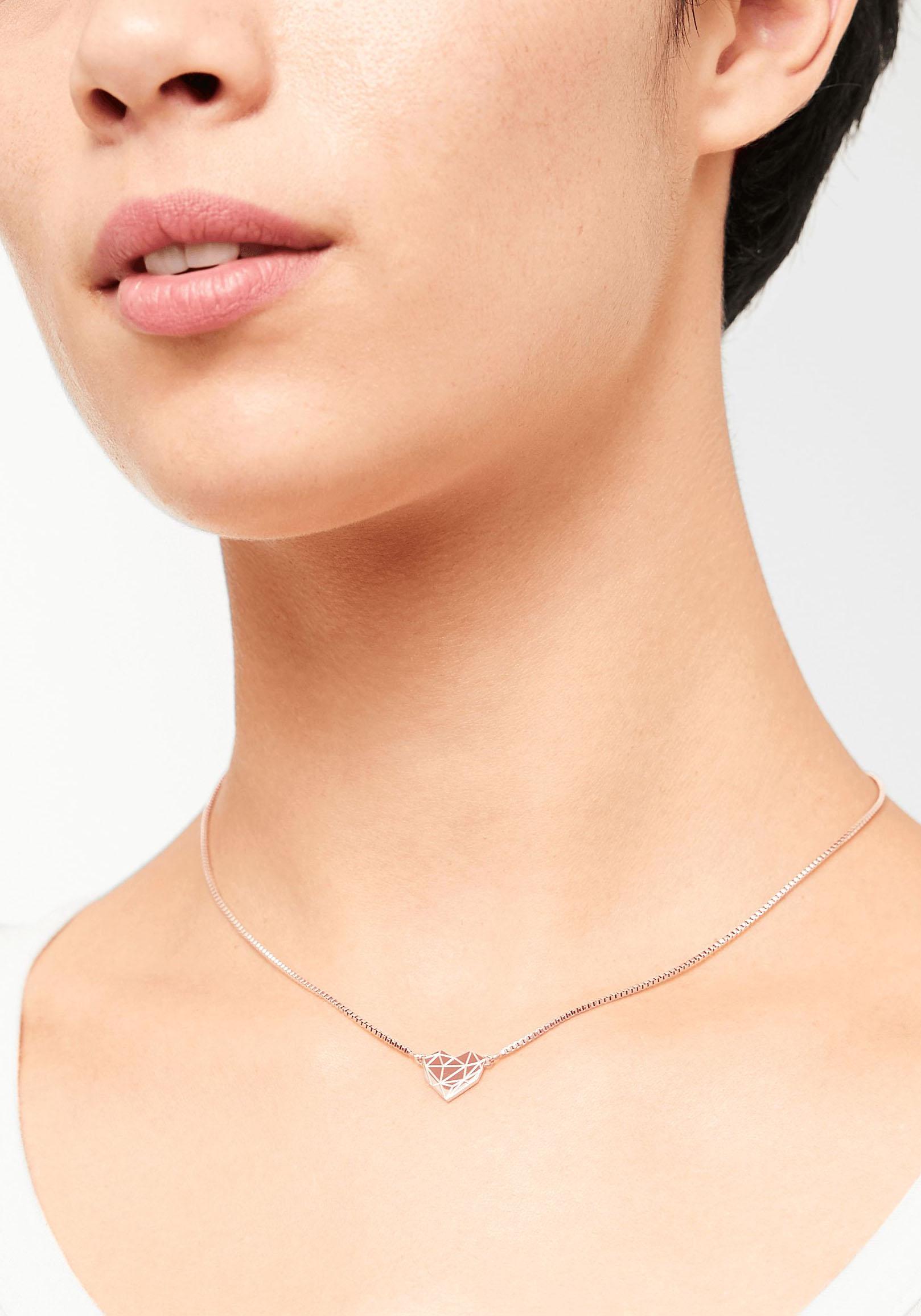 Kette mit Anhänger LIEBESKIND BERLIN "Herz", rosa (roségoldfarben), Halsketten, Damen, Edelstahl, L: 45, Kette mit Anhänger roségoldfarben Edelstahl, L: 45