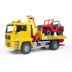 BRUDER - MAN TGA Abschlepp-LKW mit Geländewagen 02750 - gelb|rot