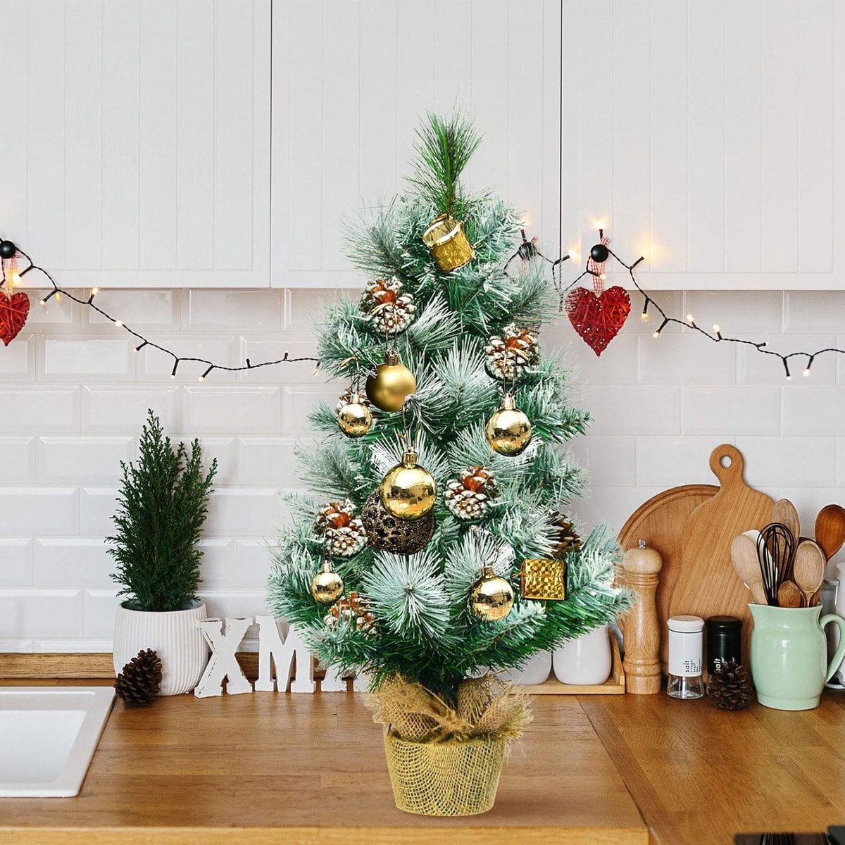 Kunstkerstboom Mini Tafelboom Sneeuw Groen - 60 cm