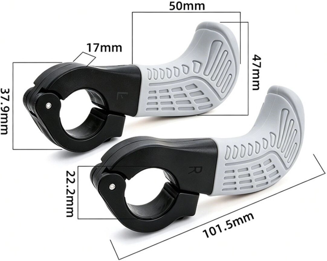 INF Ergonomische Fahrrad-Barends mit verstellbarem Winkel, leichtem Nylon-Silikon-Griff für MTB und Radfahren Grau
