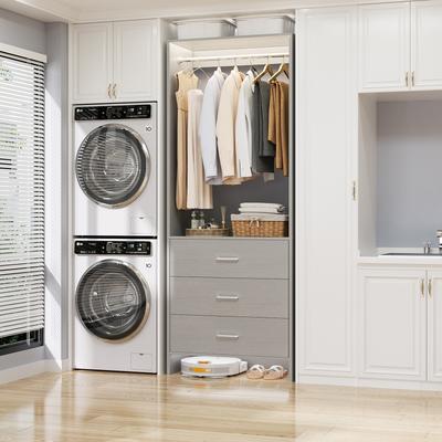 Rackcog Cimly Freestanding Closet System with Wood Drawers, Organizer Wardrobe for Walk-in and Reach-in Closet
