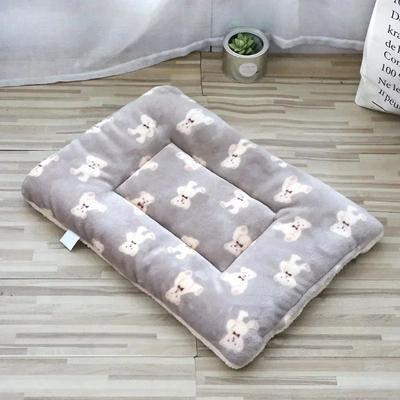 Uplift Essentials Ultra Soft Short Plush Pet Sleeping Mat & Thermal Blanket grey Puppy Print 13.8 X 11.4 In