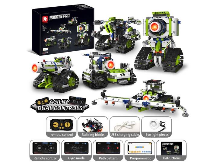 K96158 337 pièces 5 en 1 télécommande électrique Programmable Robot blocs de construction tige jouet de codage éducatif avec affichage numérique