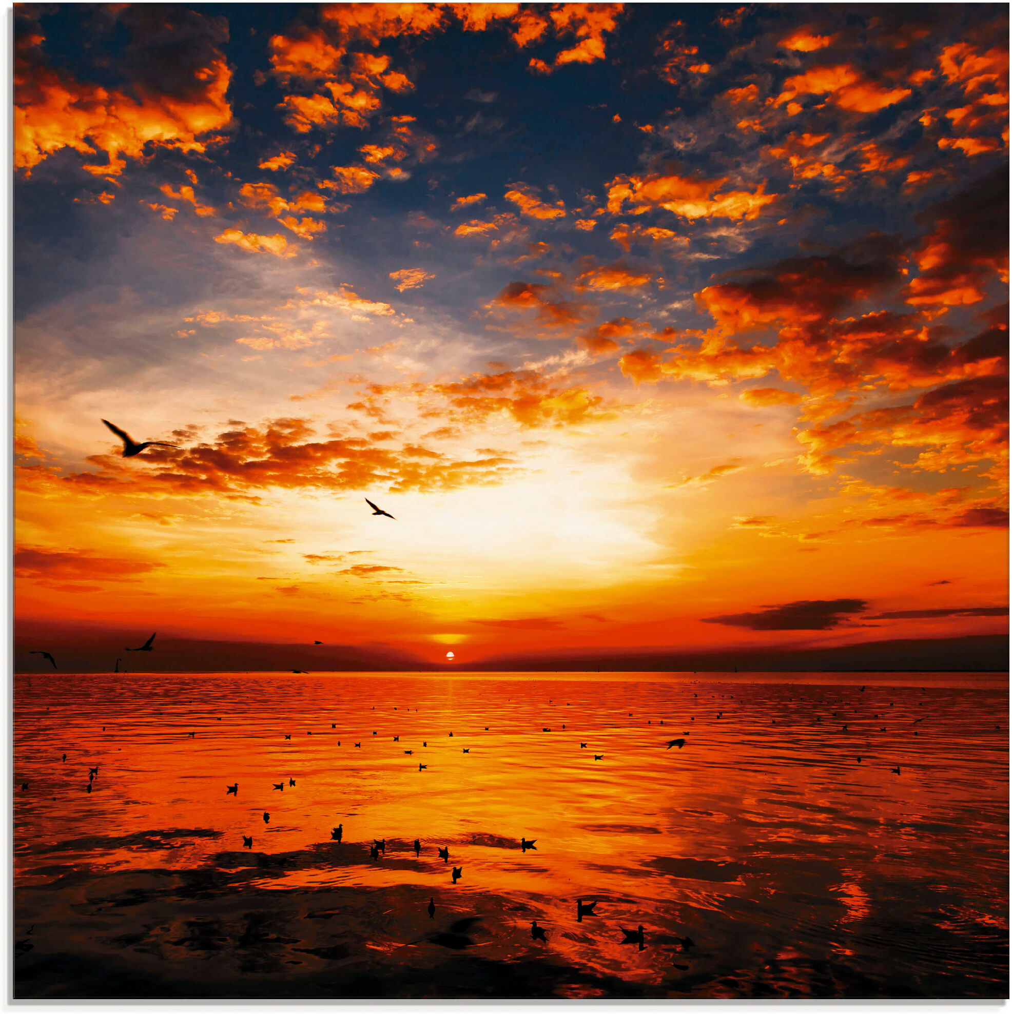 Glasbild ARTLAND "Sonnenuntergang am Strand", orange (farbe bild(er): orange), B:30cm H:30cm, Bilder, Glasbild, in verschiedenen Grössen farbe bild(er): orange B/H/T: 30cm x 30cm, Glasbild Sonnenaufgang & -untergang, 1 Stk.