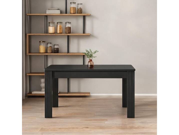 Table de salle à manger rectangulaire noire mate en panneaux de particules - Black Particle Board 116 x 65 x 75 cm Ref 5BK4MG