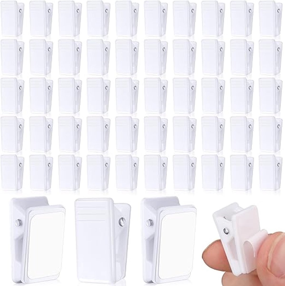 50 stuks Zelfklevende Clips in het wit - Veerklemmen voor fotomappen, postermappen en scrapbooks