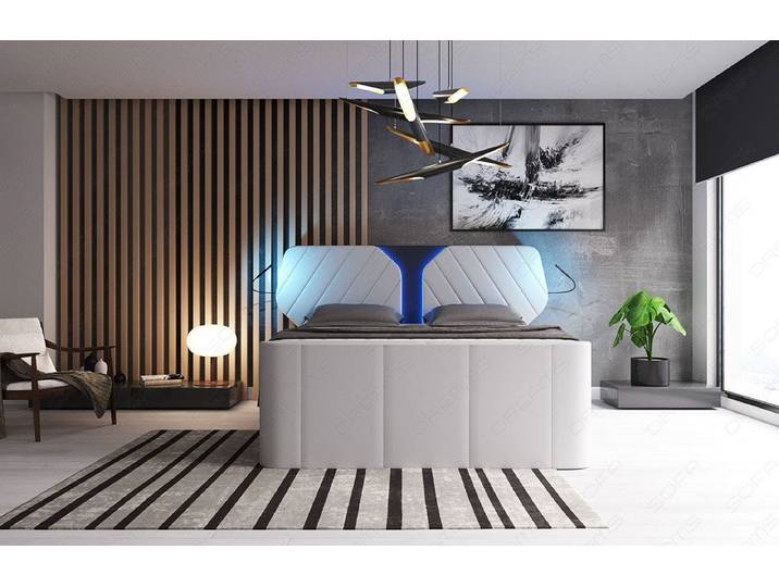 Boxspringbett Nizza mit LED, Schubladen, Matratze und Topper