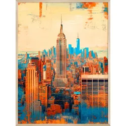 EUROART Wandbild 60 x 80 cm Manhattan Aluminium Beige