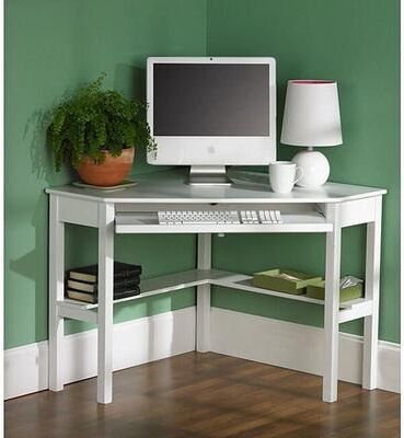 SEI Furniture Crescent White Birch Corner Desk