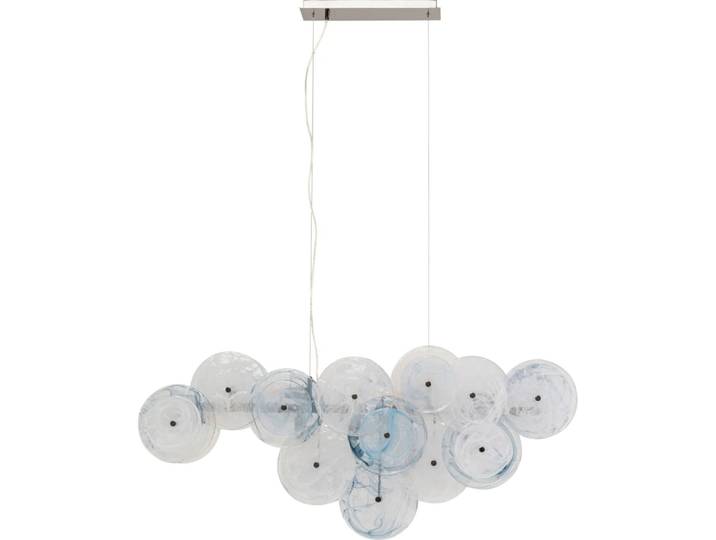 Suspension en verre blanc et bleu