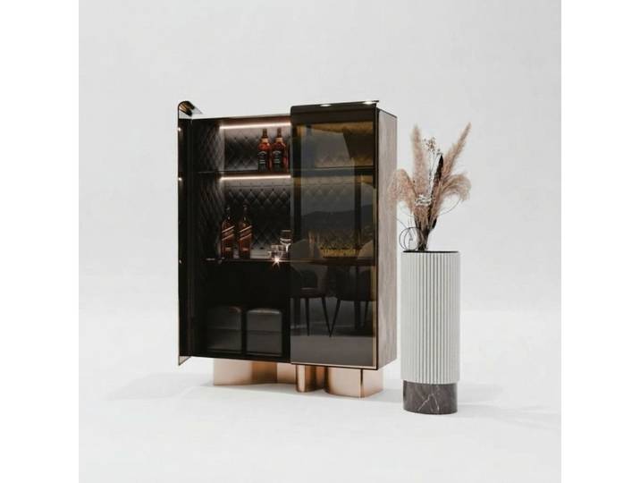 JVmoebel Vitrine Moderne Vitrine aus rotem Glas und Holz für elegantes Wohnen (1-St., Vitrine) Made in Europa