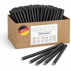 NACHHALMTIG Strohhalme Papier schwarz 145 mm Ø 8 mm – 250 Stück – Made in Germany