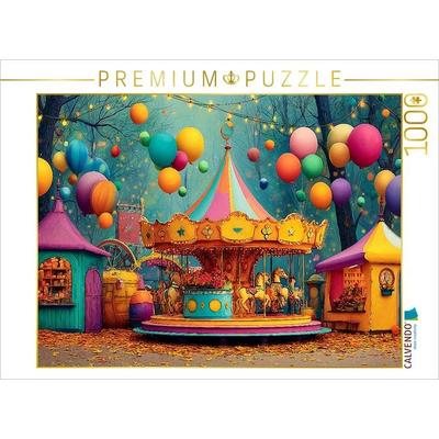 CALVENDO Puzzle Buntes Karussell mit Luftballons erinnert an Kindheitsträume | 1000 Teile Lege-Größe 64x48cm Foto-Puzzle für glückliche Stunden