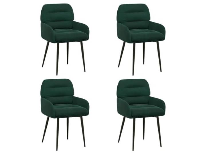 NLQMSU Esszimmerstühle, 4 Stück, Velours, Dunkelgrün Atmungsaktiver Sitz, geneigte Rückenlehne, Metallrahmen, Polyester-Armlehnen, bequemer Schaumstoff, feuchtes Tuch