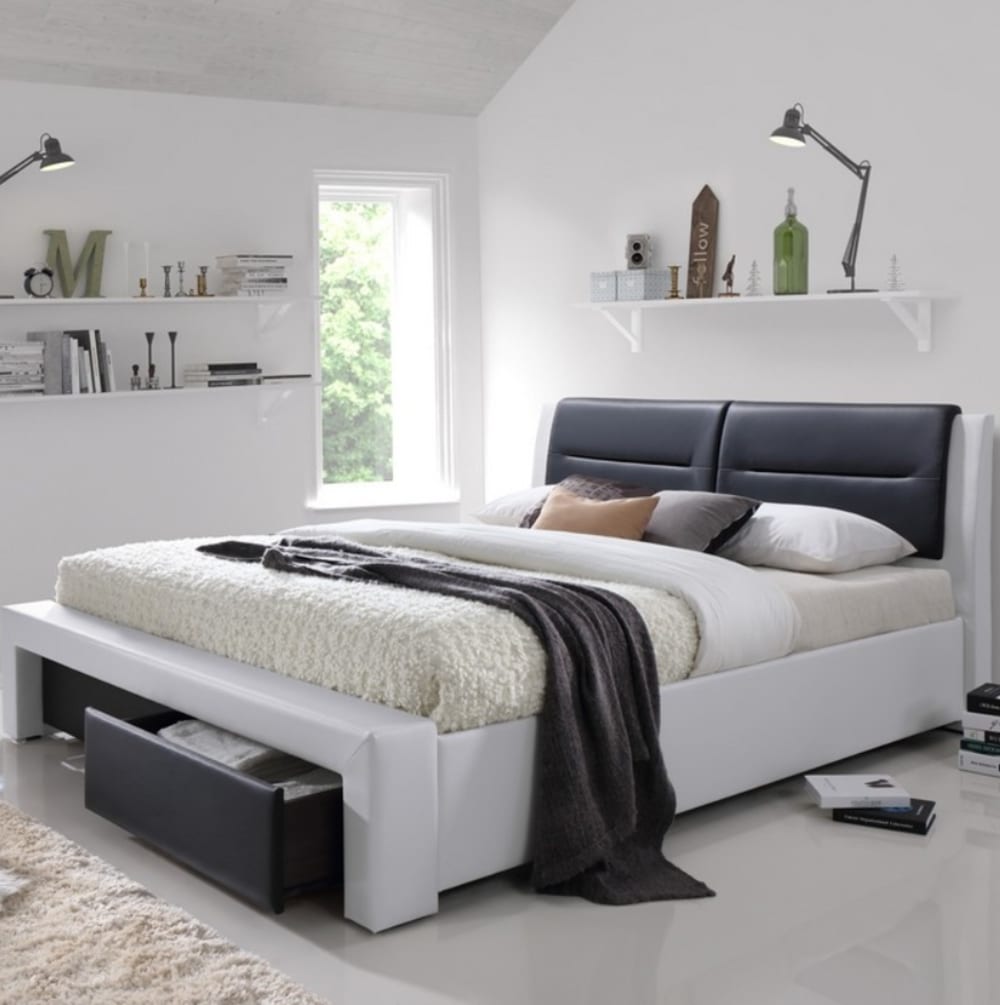 MSO Lit noir avec sommier coffre 160x200cm Noir 225x99x152cm
