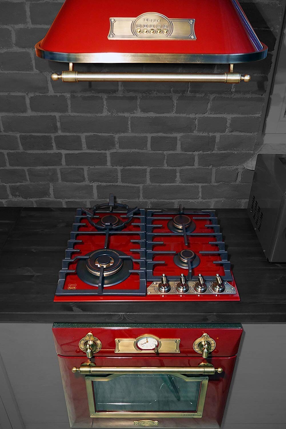 Elektro Einbau Backofen EH 6355 RotEm 67L + Glaskeramik Gas Kochfeld KCG 6335 RotEm 60cm + Wandhaube A 6315 RotEm 910m³/h
