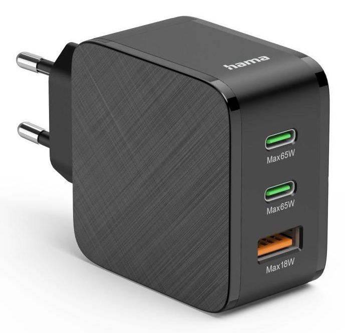 Hama 00201965 Schnellladegerät max. 65W 2xUSB-C 1xUSB-A