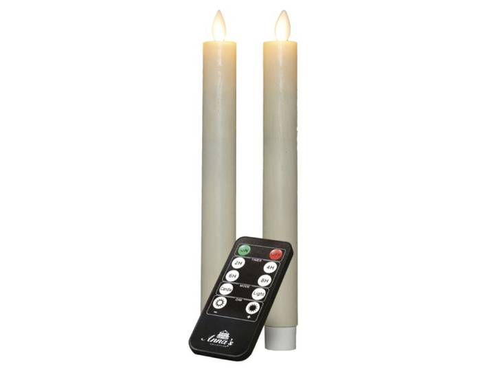 Stabkerzen 2er-Set – Akkubetrieben,Echtwachs, Elfenbein