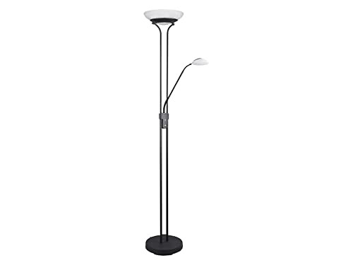 Reality Leuchten Orson LED vloerlamp zwart met wit glas, dimbaar